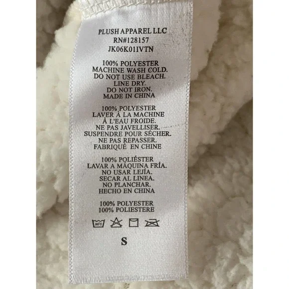 Plush X Revolve Women’s Cream Brown Sherpa Hooded Jacket NEW Size Small - Picture 10 of 10